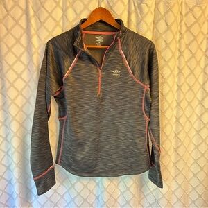 Umbro Gray and Pink Quarter-Zip Pullover